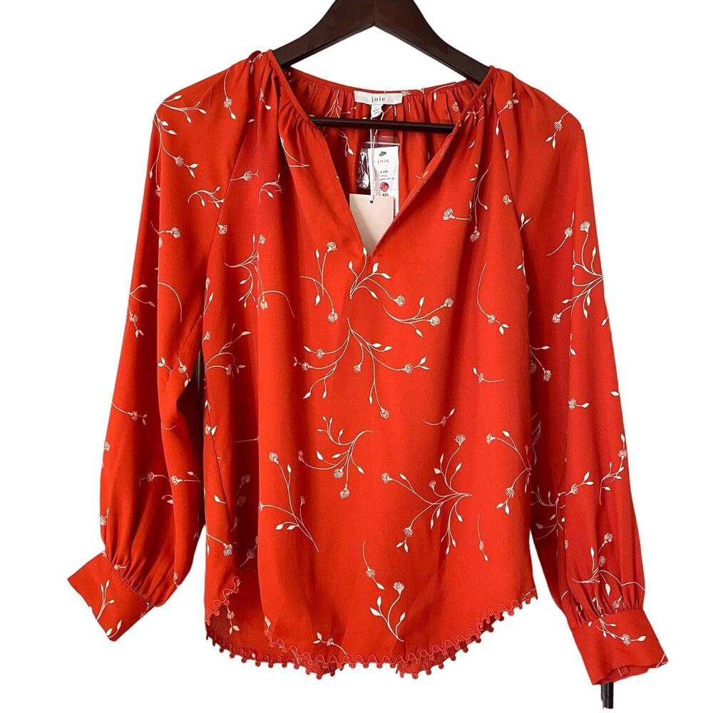 Joie Orange floral blouse, XXS